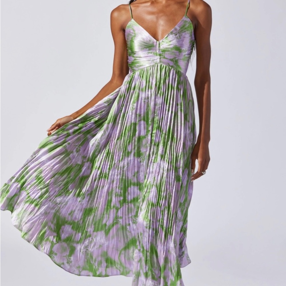 ASTR Maeve Green and Purple Dress